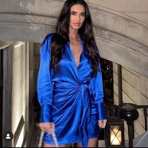 Zara satin effect wrap dress